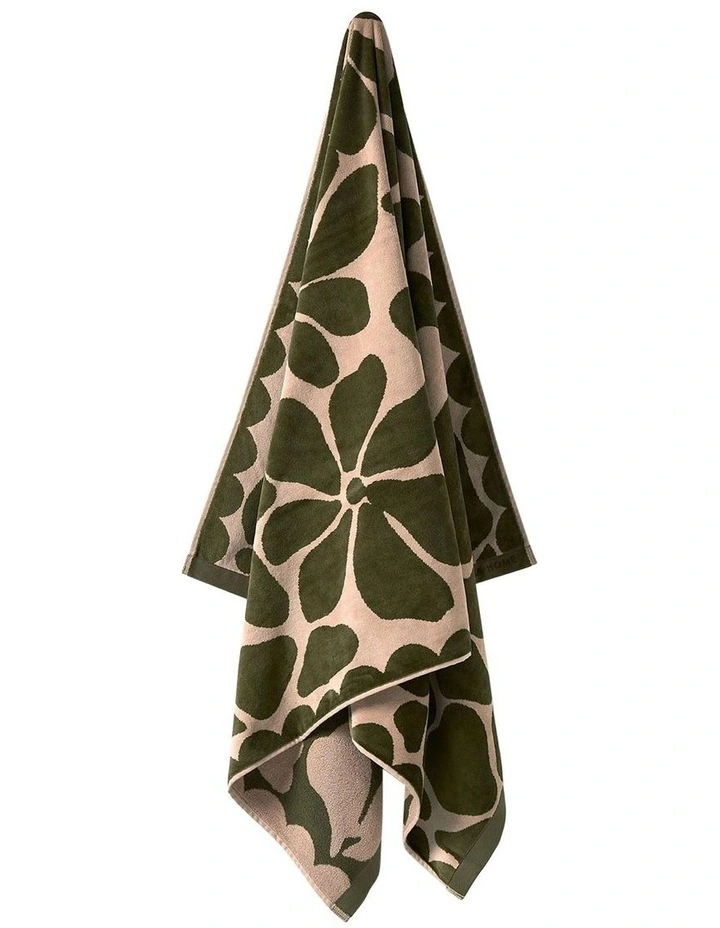 Palma Petal Australian Cotton Beach Towel in Caper/Shell image 3
