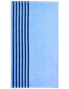 Palma Stripe Australian Cotton Beach Towel in Royal/Powder Blue