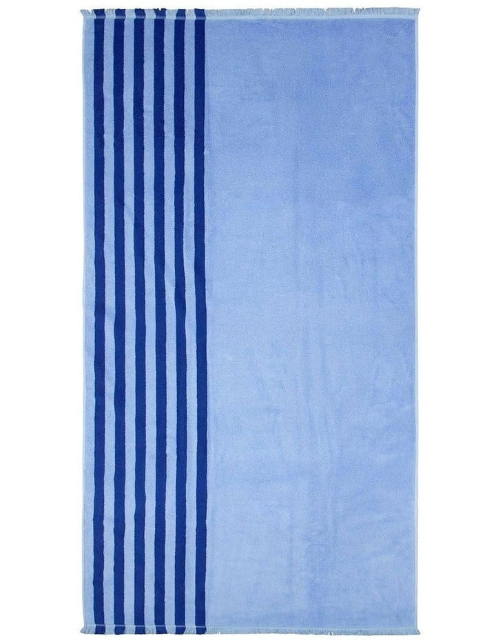 Palma Stripe Australian Cotton Beach Towel in Royal/Powder Blue image 3