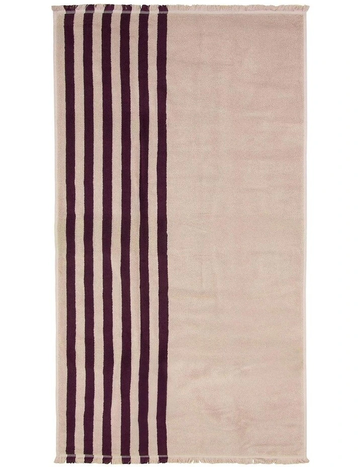 Palma Stripe Australian Cotton Beach Towel in Mulberry/Shell image 3