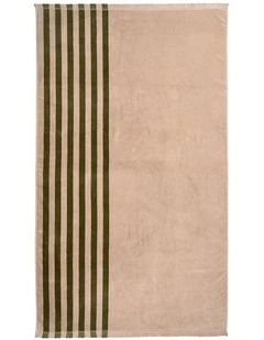 Palma Stripe Australian Cotton Beach Towel in Caper/Shell