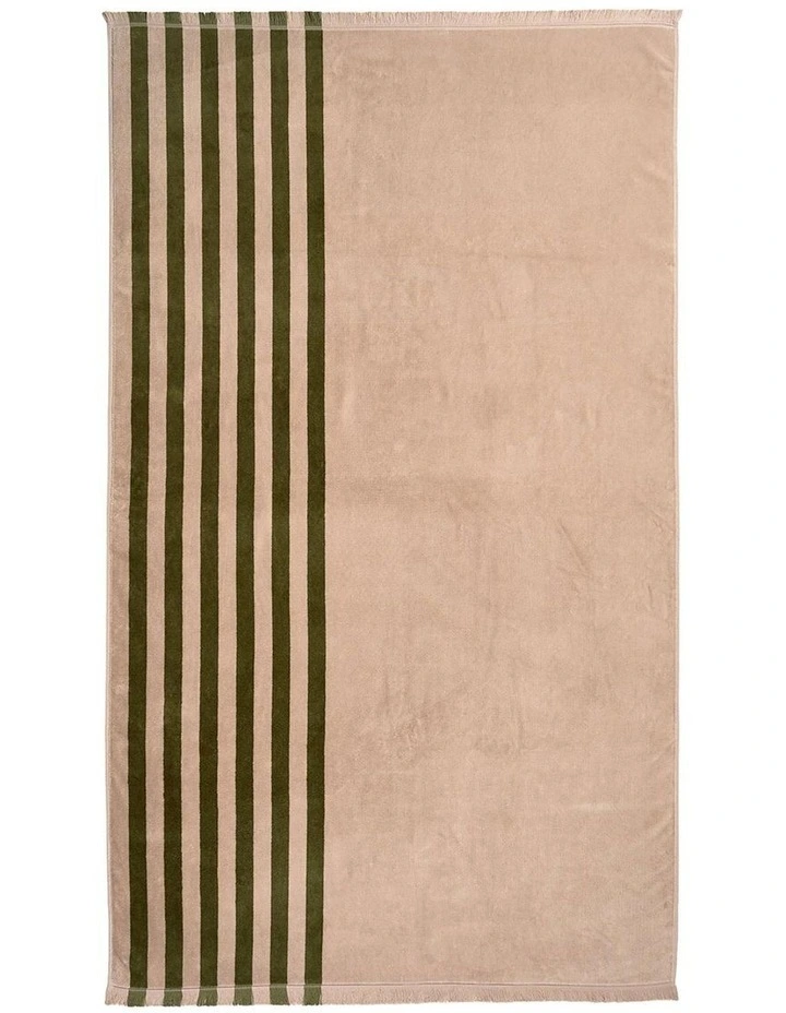 Palma Stripe Australian Cotton Beach Towel in Caper/Shell image 1