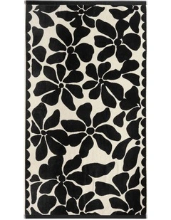 Palma Petal Australian Cotton Beach Towel in Black/Sand