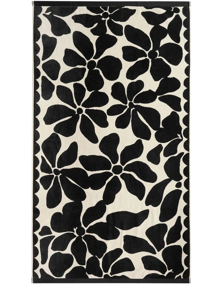 Palma Petal Australian Cotton Beach Towel in Black/Sand image 1