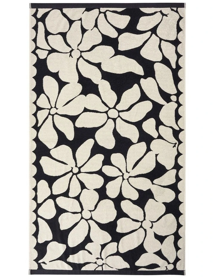 Palma Petal Australian Cotton Beach Towel in Black/Sand image 2