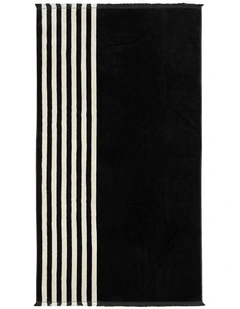 Palma Stripe Australian Cotton Beach Towel in Black/Sand