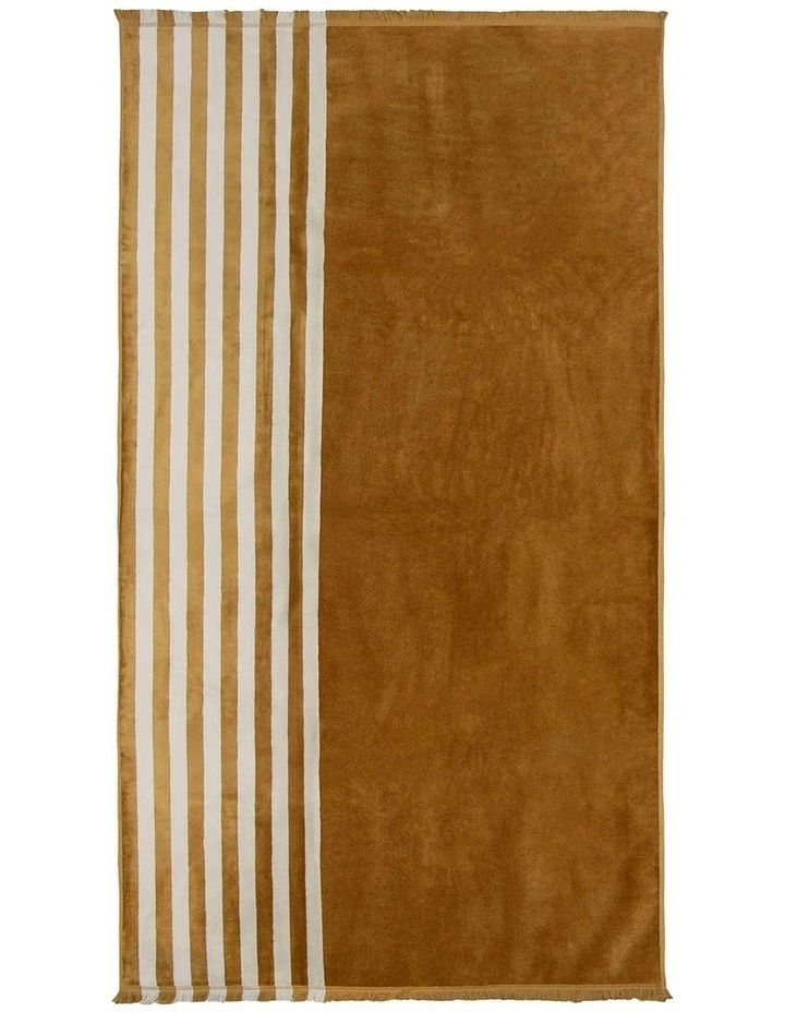 Palma Stripe Australian Cotton Beach Towel in Bronze/Sand image 1