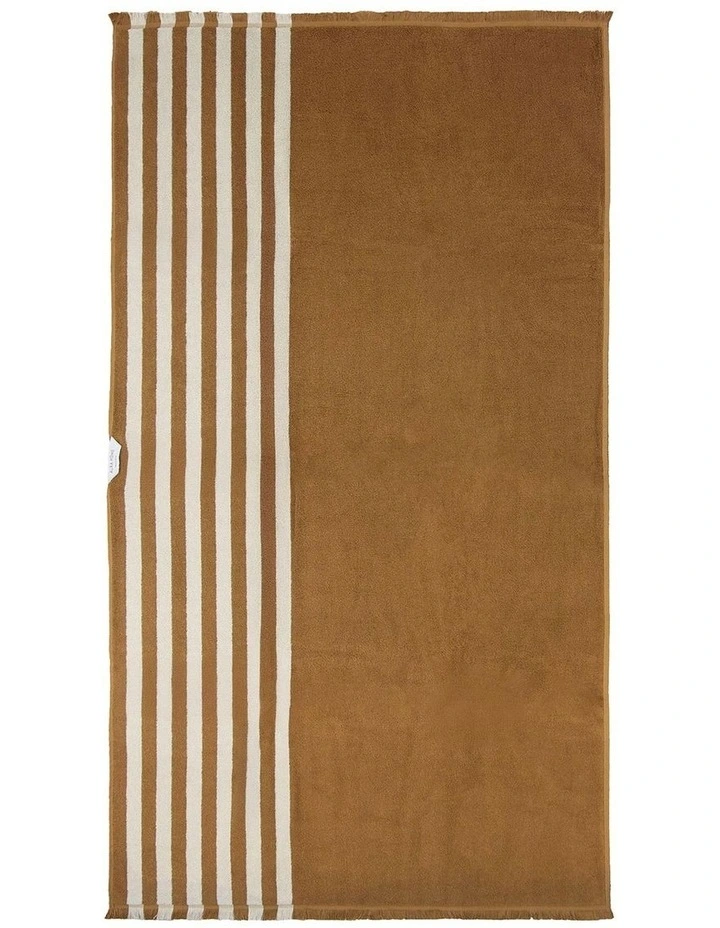 Palma Stripe Australian Cotton Beach Towel in Bronze/Sand image 3