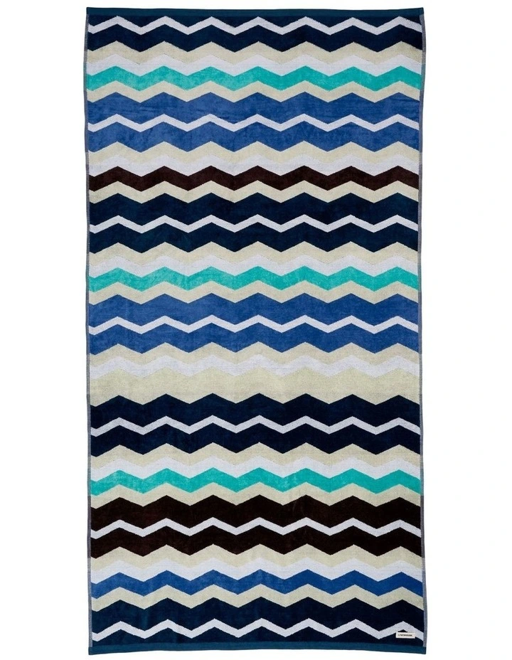 Chevron Beach Towel in Blue image 1