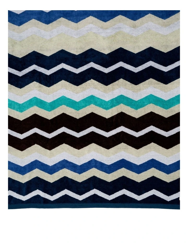 Chevron Beach Towel in Blue image 2