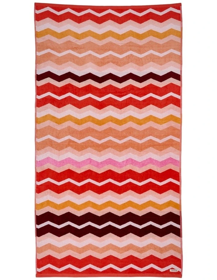Chevron Beach Towel in Coral image 1