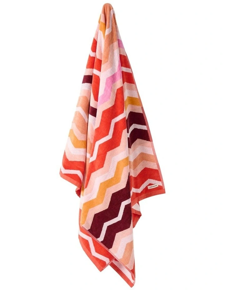 Chevron Beach Towel in Coral image 3