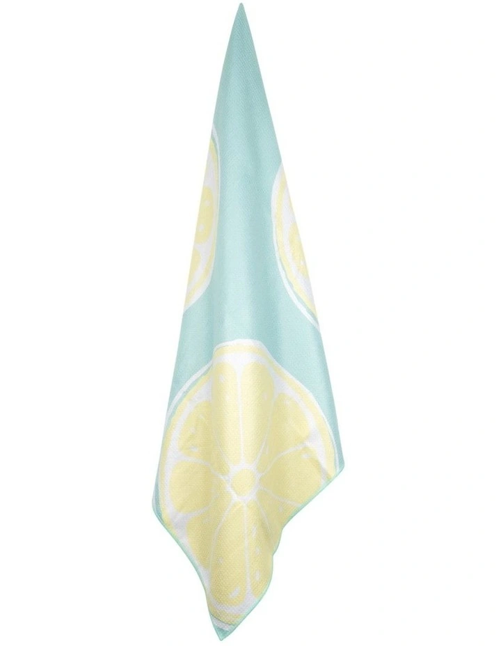 Sand Free Beach Towel in Turquoise/Yellow Lemons image 1