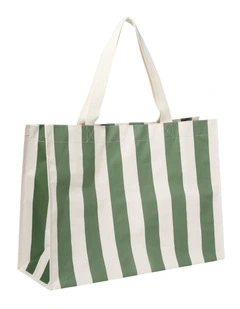 Carryall Beach Bag The Vacay in Olive Stripe