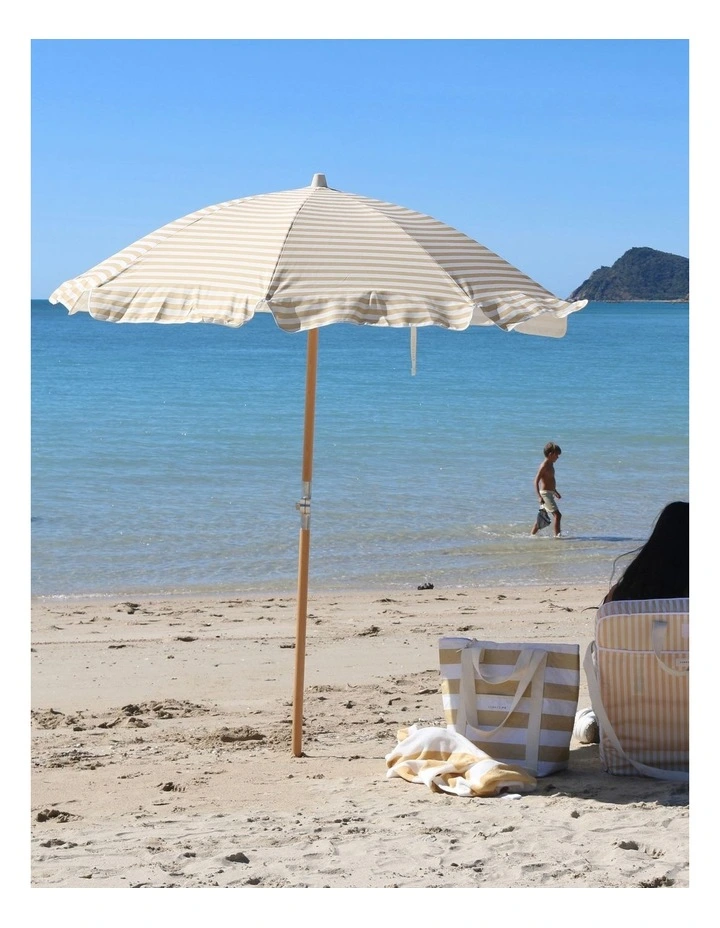 Luxe Beach Umbrella in Butternut Stripe image 2