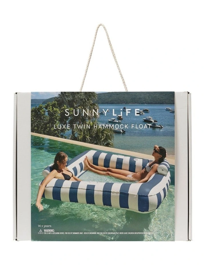 Deluxe Twin Hammock Le Weekend Inflatable in Navy/White image 3