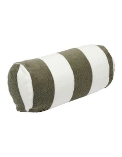 The Vacay Inflatable Beach Pillow in Olive Stripe