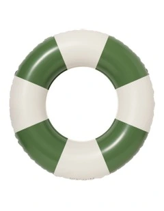 Slim Tube Pool Stripe Ring in Olive