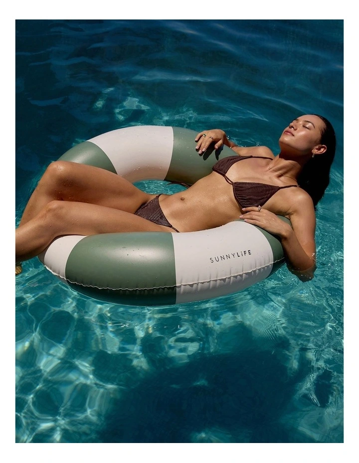 Slim Tube Pool Stripe Ring in Olive image 2