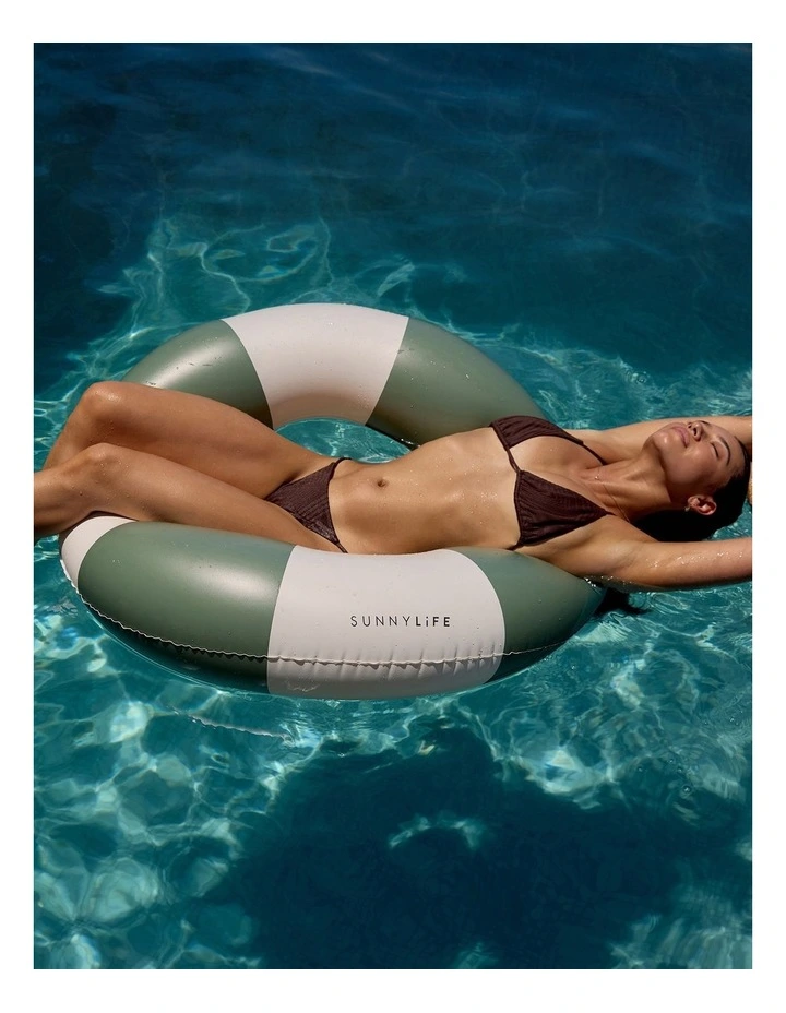 Slim Tube Pool Stripe Ring in Olive image 5