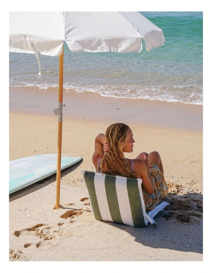 The Vacay Terry Travel Lounger in Olive Stripe image 2