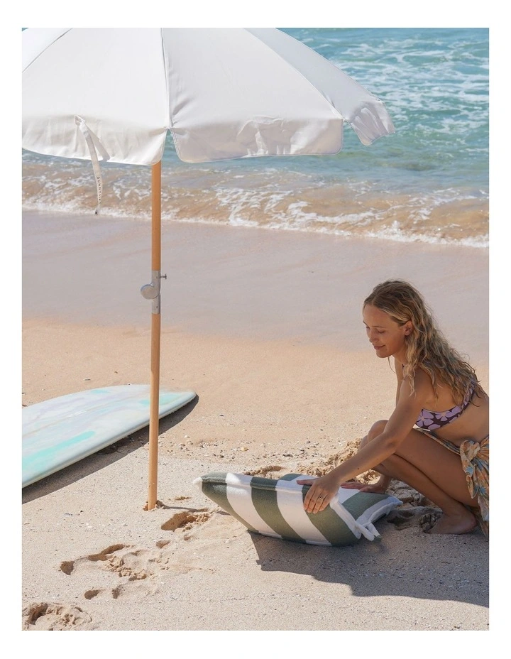 The Vacay Terry Travel Lounger in Olive Stripe image 5