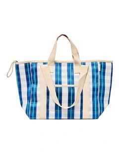 Recycled Nylon Cooler Tote Bag La Mer Blue Neon