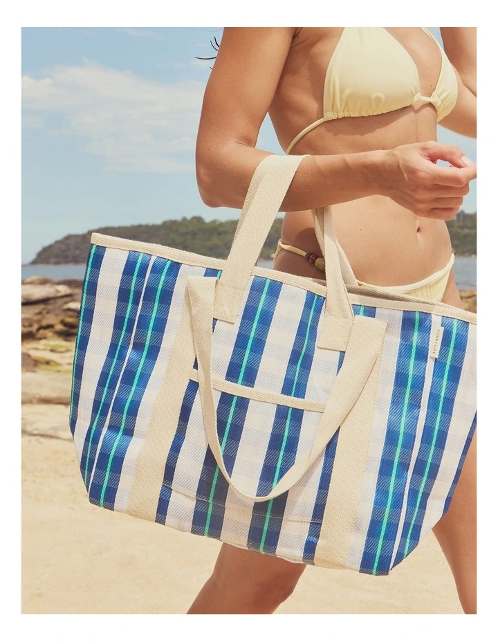 Recycled Nylon Cooler Tote Bag La Mer Blue Neon image 2