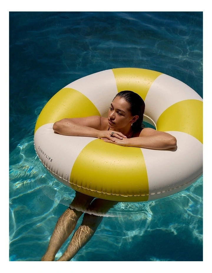 Tube Pool Ring Sunshine Yellow Stripe image 2