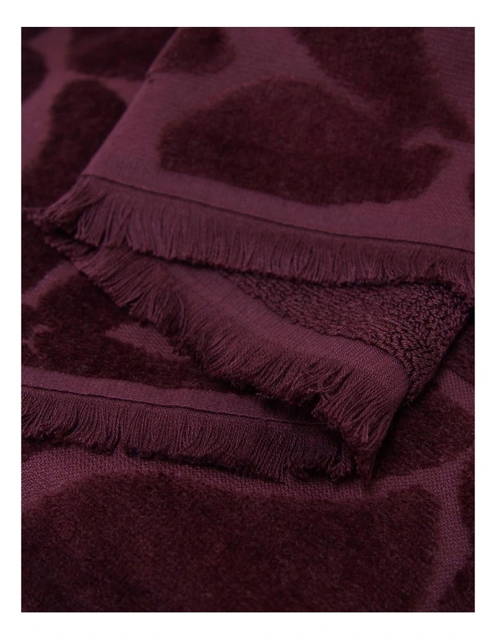 Palma Fringe Bath Towel Range in Mulberry image 2