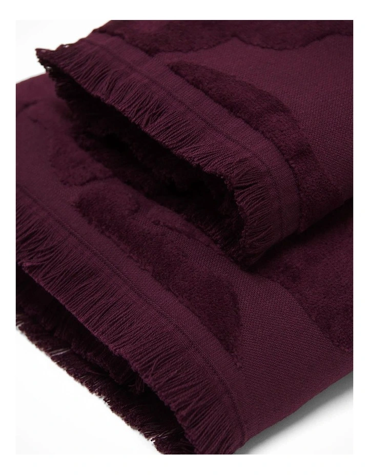 Palma Fringe Bath Towel Range in Mulberry image 6
