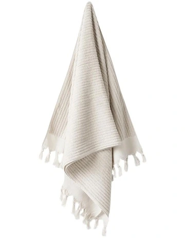 Paros Rib Bath Towel Range in Sand
