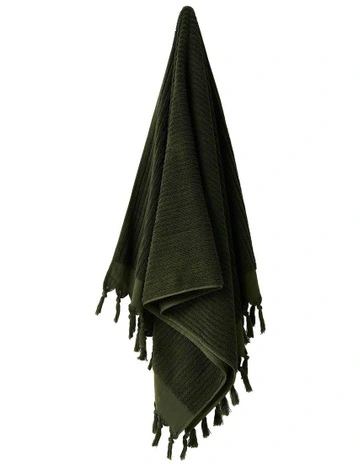 Paros Rib Bath Towel Range in Olive Night