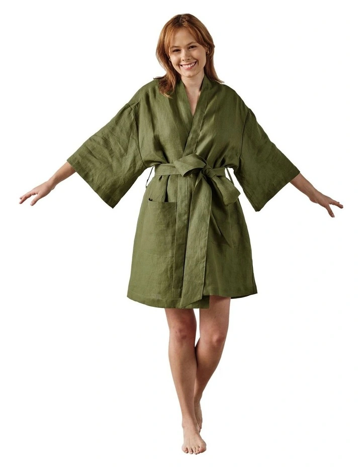 Nimes Short Robe in Moss image 2