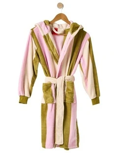 Kids Plush Palazzo Robe in Olive