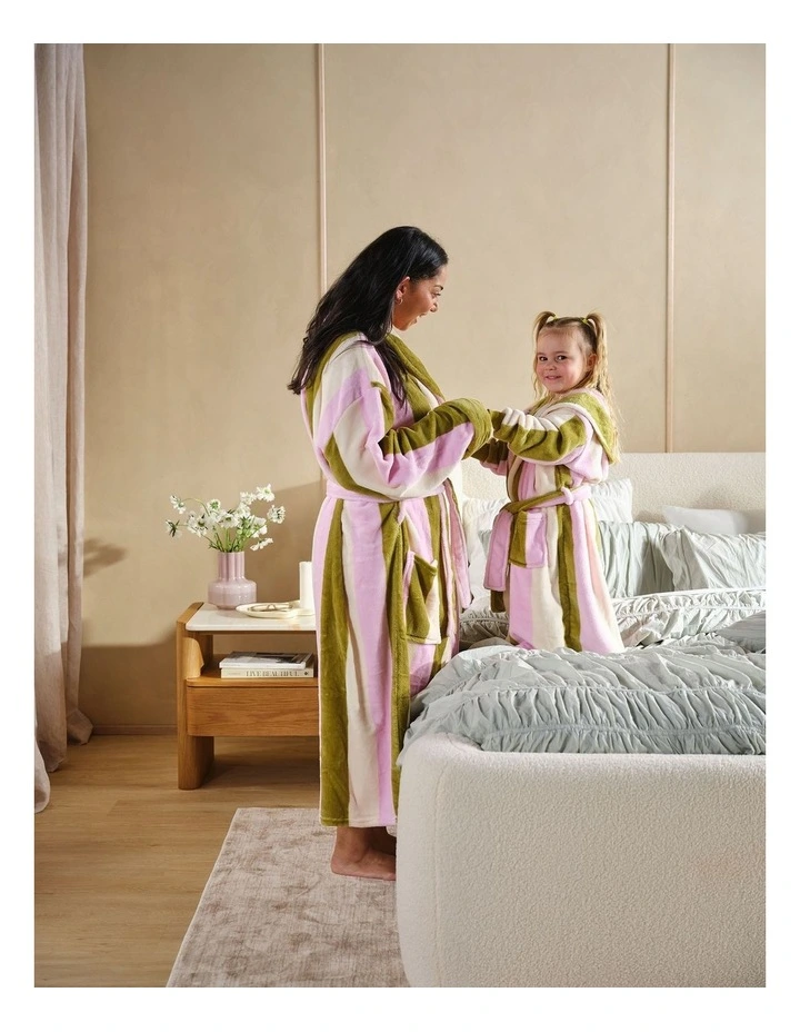Kids Plush Palazzo Robe in Olive image 2