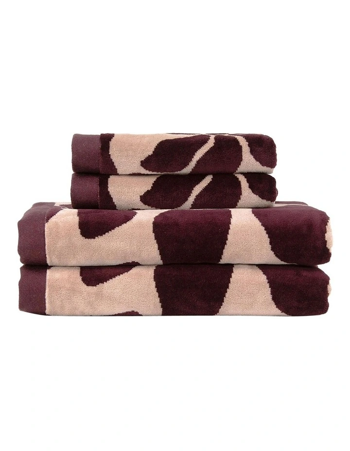 Palma Petal Australian Cotton Towel Range in Mulberry/Shell image 6