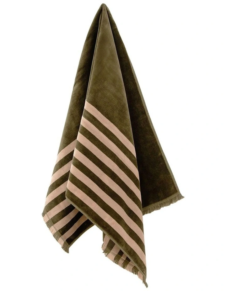 Palma Stripe Australian Cotton Towel Range in Caper/Shell image 1