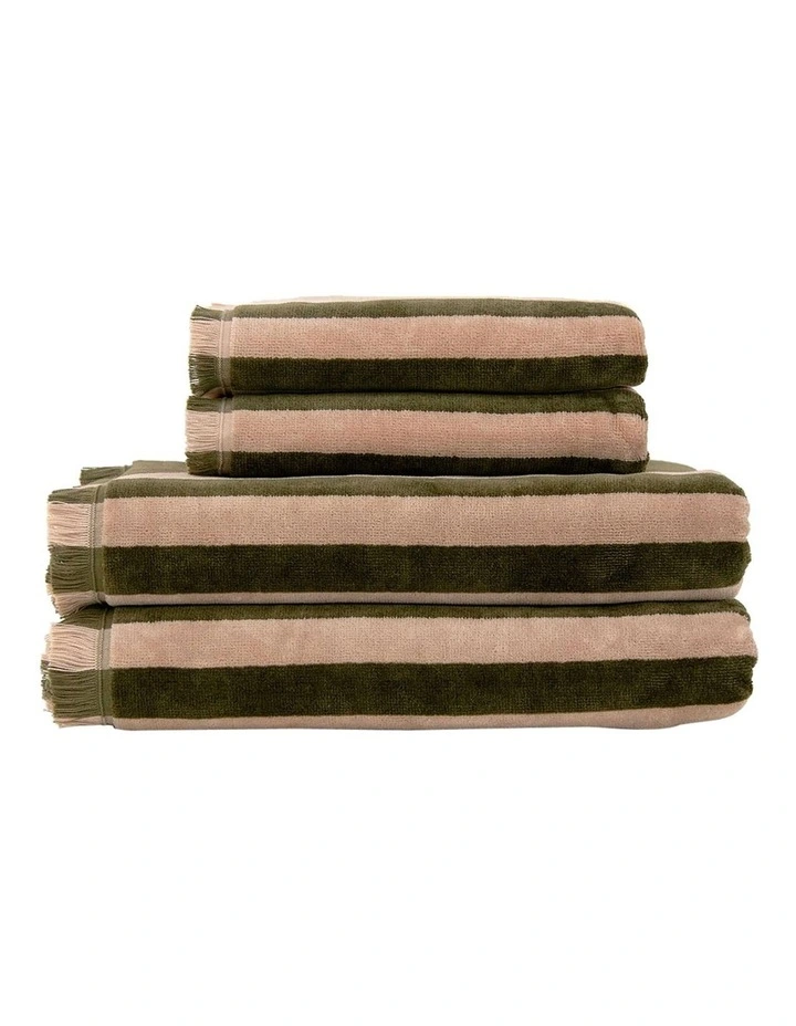 Palma Stripe Australian Cotton Towel Range in Caper/Shell image 5