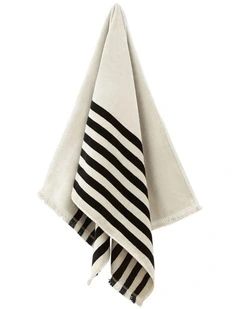 Palma Stripe Australian Cotton Towel in Black