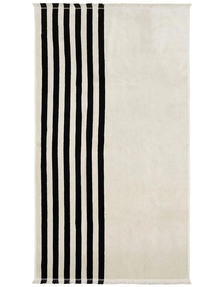 Palma Stripe Australian Cotton Towel in Black image 2