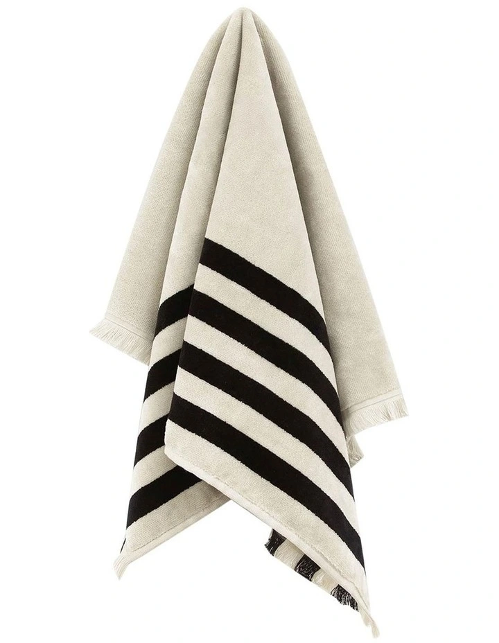 Palma Stripe Australian Cotton Towel in Black image 3