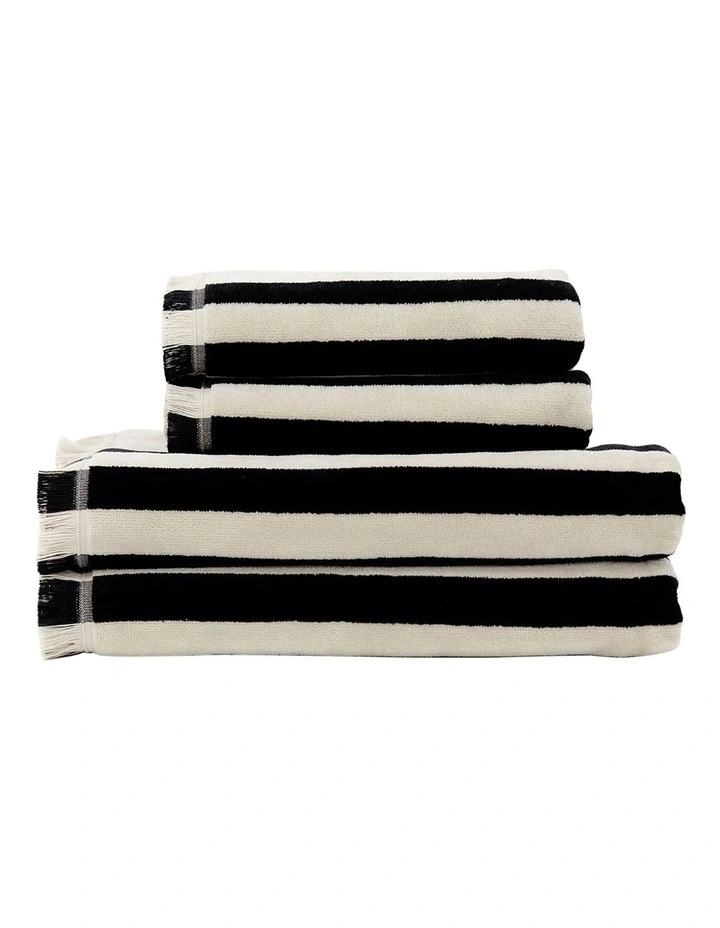 Palma Stripe Australian Cotton Towel in Black image 6