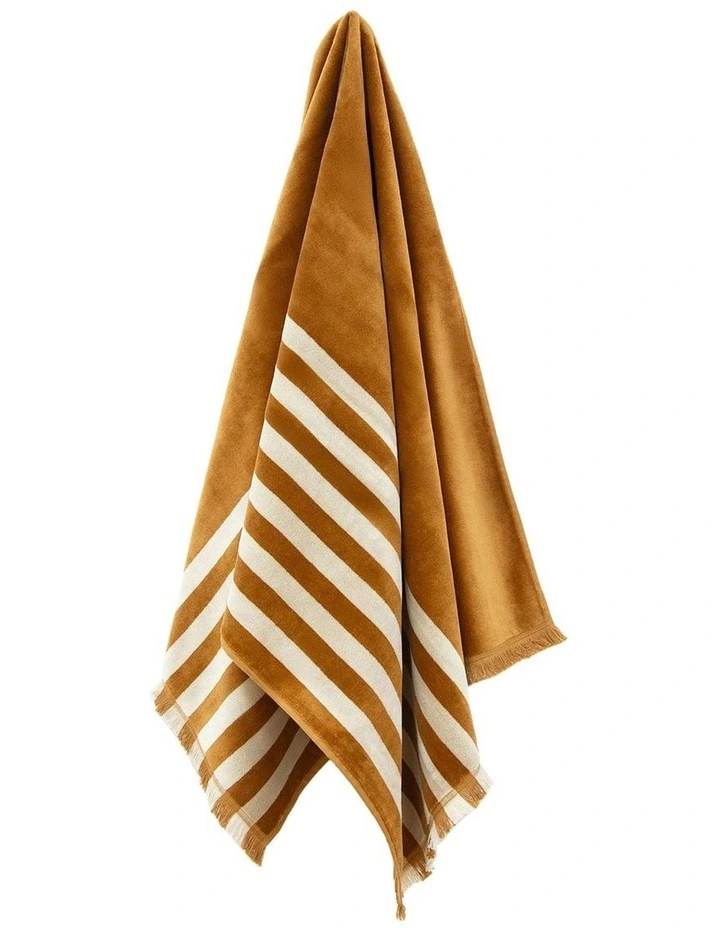 Palma Stripe Australian Cotton Towel in Bronze image 1