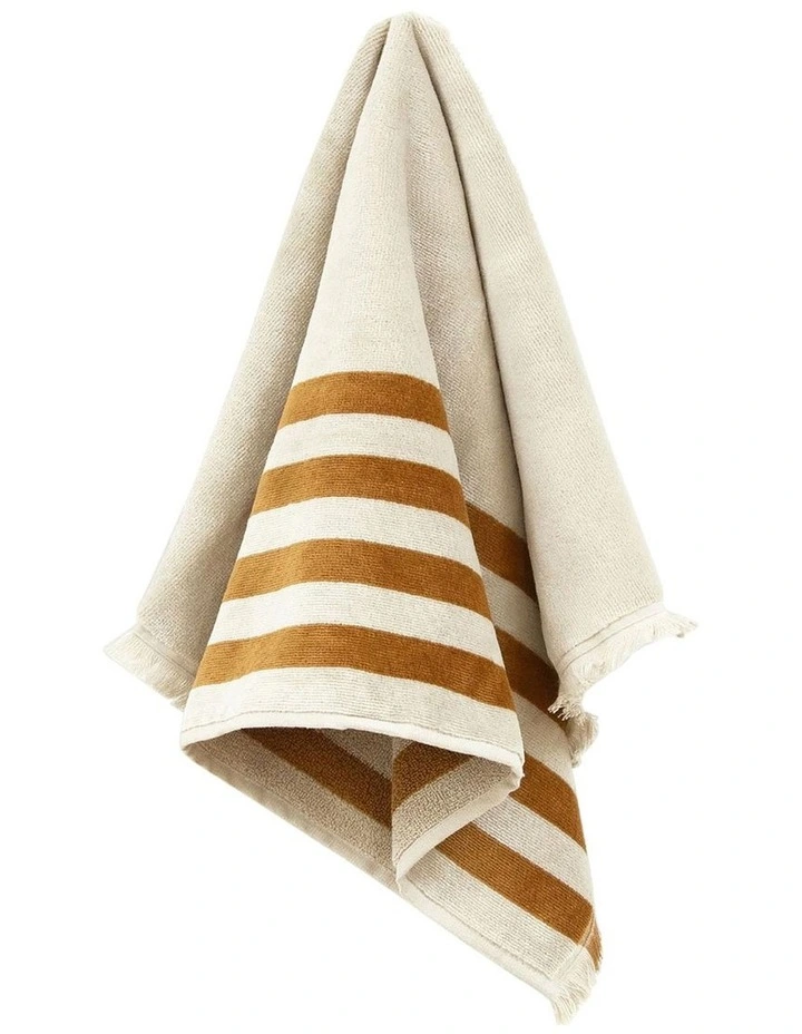 Palma Stripe Australian Cotton Towel in Bronze image 3