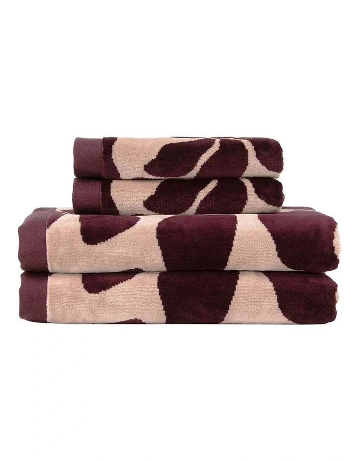 Palma Petal Australian Cotton Towel Set in Mulberry image 1