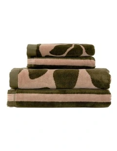 Palma Petal & Stripe Australian Cotton Towel Set in Caper