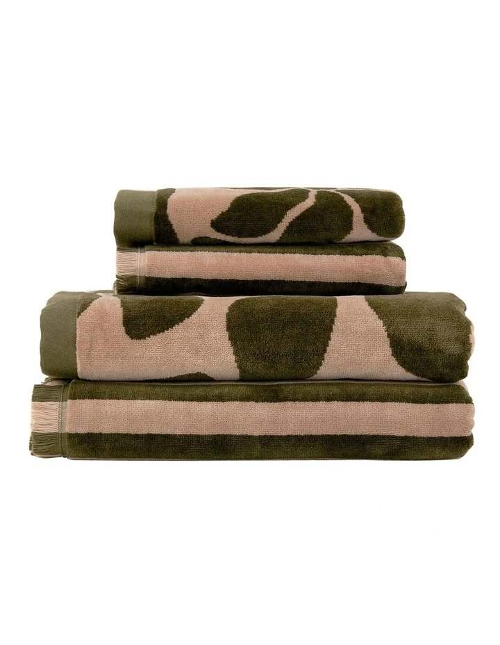 Palma Petal & Stripe Australian Cotton Towel Set in Caper image 1