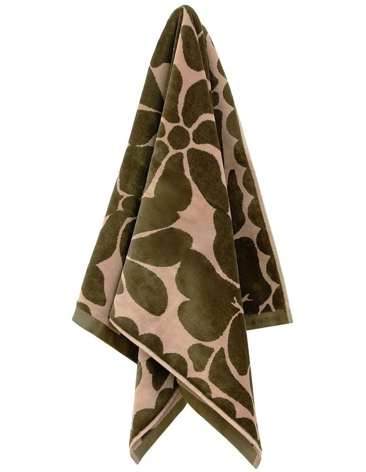 Palma Petal & Stripe Australian Cotton Towel Set in Caper image 2