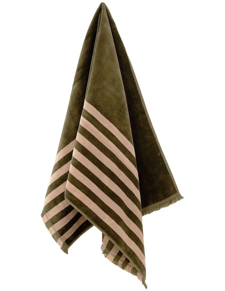 Palma Petal & Stripe Australian Cotton Towel Set in Caper image 3